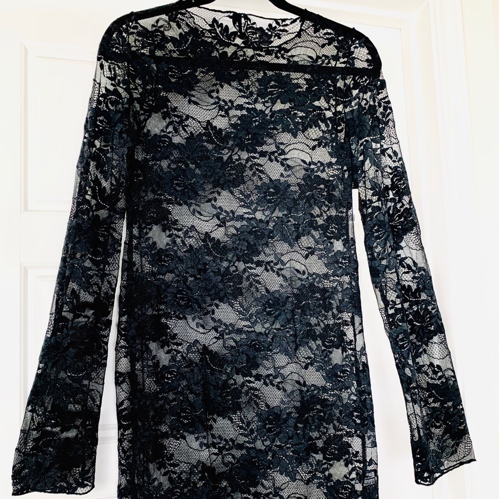 Urban outfitters black lace long sleeved slip
